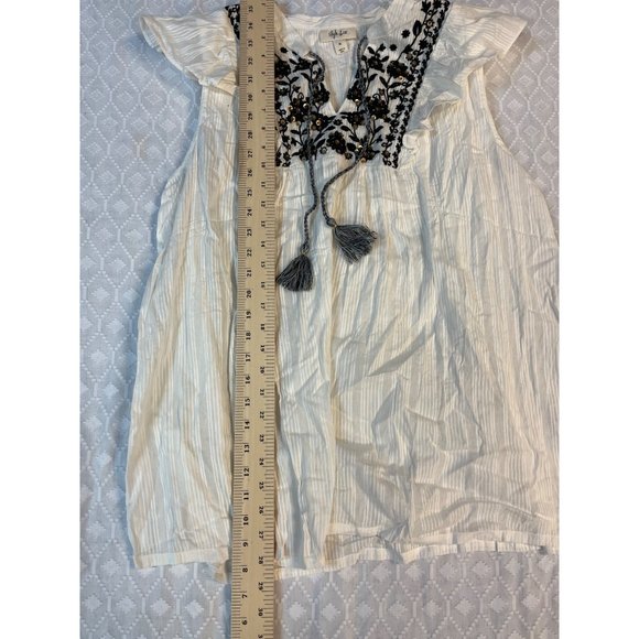 NWT Style & Co White with Black Floral Blouse 1X Darling Smock ruffle top - Picture 4 of 9